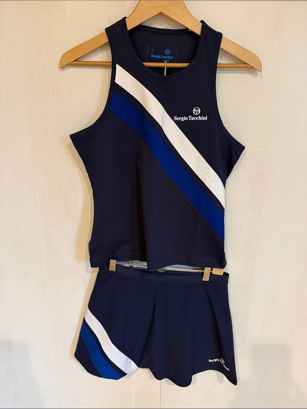 Sergio Tacchini Navy Blue White and Royal Blue Athletic Skirt Set
